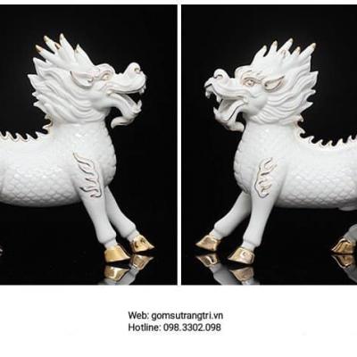TƯỢNG SỨ KỲ LÂN TRẮNG VIỀN VÀNG